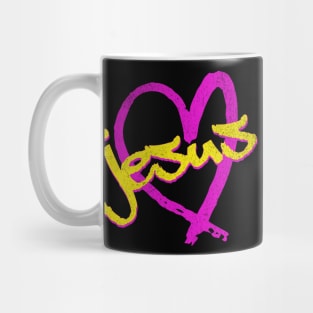 I Love Jesus Vintage 80's & 90's Yellow and Pink Mug